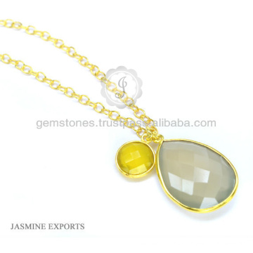 Vermeil Gold Bezel ajustando colar de corrente longa para o Natal